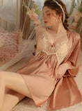 FASHION SEXY ICE SILK STRAPS NIGHTDRESS