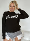 STYLISH WOMEN LETTER ROUND NECK SWEATER