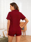 CLASSY SUMMER PLAID CARDIGAN SHORT SLEEVE HOME SUIT