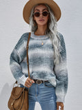 STYLISH PULLOVER STRIPED ROUND NECK RAINBOW SWEATER