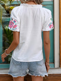 EMBROIDERED V-NECK WHITE SHIRT