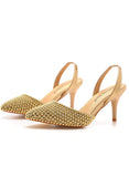 POINTED WHITE PEARL STILETTO HEELS SANDALS
