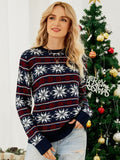 STYLISH ROUND NECK LONG SLEEVE SNOWFLAKE CHRISTMAS SWEATER