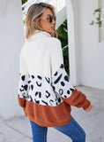 STYLISH HIGH-NECKED PRINTED LEOPARD-PRINT LOOSE SWEATER