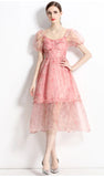 PALACE SQUARE COLLAR BUBBLE SLEEVE DRESS