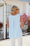 ROUND NECK PLEATED SLEEVELESS LOOSE CHIFFON VEST