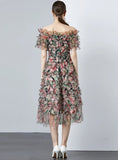 FLORAL HIGH WAIST GAUZE HOLIDAY DRESS