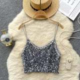 Rhinestone Sequined Crop Top