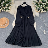 Beige Long Sleeve Chiffon Casual Dress