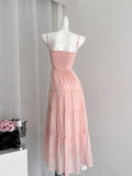 Tencel Pink Layer Sweet Maxi Beach Dress