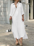 Cotton and Linen Shirt Button Dress