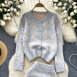 Floral Patterns Cozy Fit Knitted Two-Piece Set