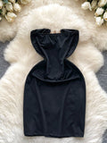 Oversized Bow Starfish Buckle  Black Bodycon Dress
