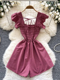 Short Mini Summer Vintage Elegance Red Jumpsuit