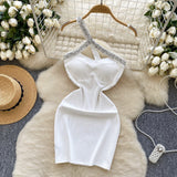 White One Shoulder Crystal Bodycon Mini Dress