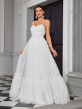 Tulle Butterfly A Line Layers Wedding Dress