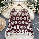 Floral Patterns Bohemian Crochet Blouse