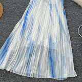 Timeless Impression Sky Blue Pleated Maxi Dress