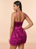 Fuchsia 3D Rose Mini Party Dress