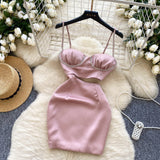 Crystal Flattering Cutouts Satin Bodycon Dress