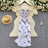 Spaghetti Strap Long Flowy Butterfly Dress