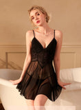FASHION SEXY GAUZE LACE PAJAMAS SUSPENDER DRESS
