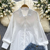 Classic White Blouse with Denim Skirt