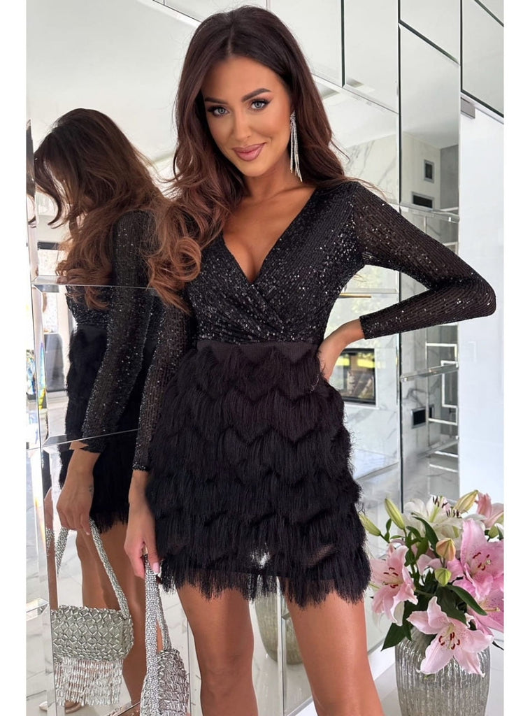 Long Sleeve Sequin Short Dress Ncocon Long Sleeve Sequin Short Dress Ncocon