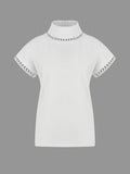 White Hollow Stand Collar T-Shirt