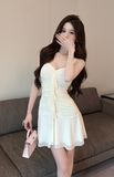 Elegant Lilac Sling Mini Dress with Ruffled Detail