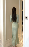 Elegant Cream Lace Mermaid Dress with High Neck Detail