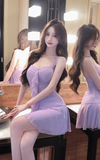 Elegant Lilac Sling Mini Dress with Ruffled Detail