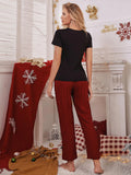 FASHION CHRISTMAS SHORT SLEEVE PANTS PAJAMAS SUIT