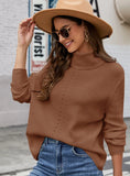 CASUAL LONG SLEEVE PULLOVER KNITTED LOOSE TURTLE NECK SWEATER