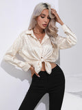 LEOPARD PRINT SATIN LONG SLEEVE SHIRT