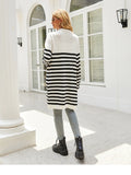 FASHION LONG CASUAL STRIPED LOOSE LONG SLEEVE COAT SWEATER