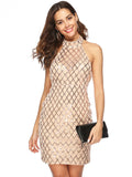 SEXY MESH PERSPECTIVE PLAID SEQUINS DRESS