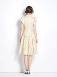 RETRO FLYING SLEEVE EMBROIDERED DRESS