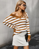 CLASSY V-NECK STRIPED WARM SWEATER