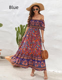 BOHEMIAN BEACH PRINT HOLIDAY LONG DRESS