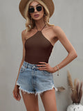 FASHION HALTER TOP SOLID COLOR SLIM BACKLESS SWEATER