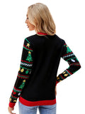 CLASSY CHRISTMAS EMBROIDERED SEQUINED LONG-SLEEVED SWEATER