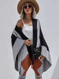 FASHION PLAID LOOSE KNIT CARDIGAN COAT SWEATER