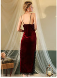 FASHION DEEP V VELVET LACE PRIVATE SUSPENDER NIGHTDRESS