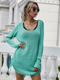 FASHION ROUND NECK SOLID COLOR PULLOVER LOOSE SWEATER