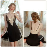 SEXY STEEL RING CHEST PAD GATHERING GAUZE ROBE NIGHTDRESS