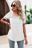 Chiffon Wool Short Sleeve Square Collar Shirt