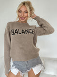 STYLISH WOMEN LETTER ROUND NECK SWEATER