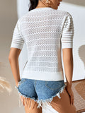 PULLOVER SHORT SLEEVE SOLID COLOR SWEATER
