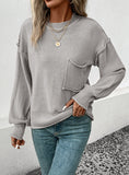 FASHION LONG SLEEVE SOLID COLOR AUTUMN SWEATER